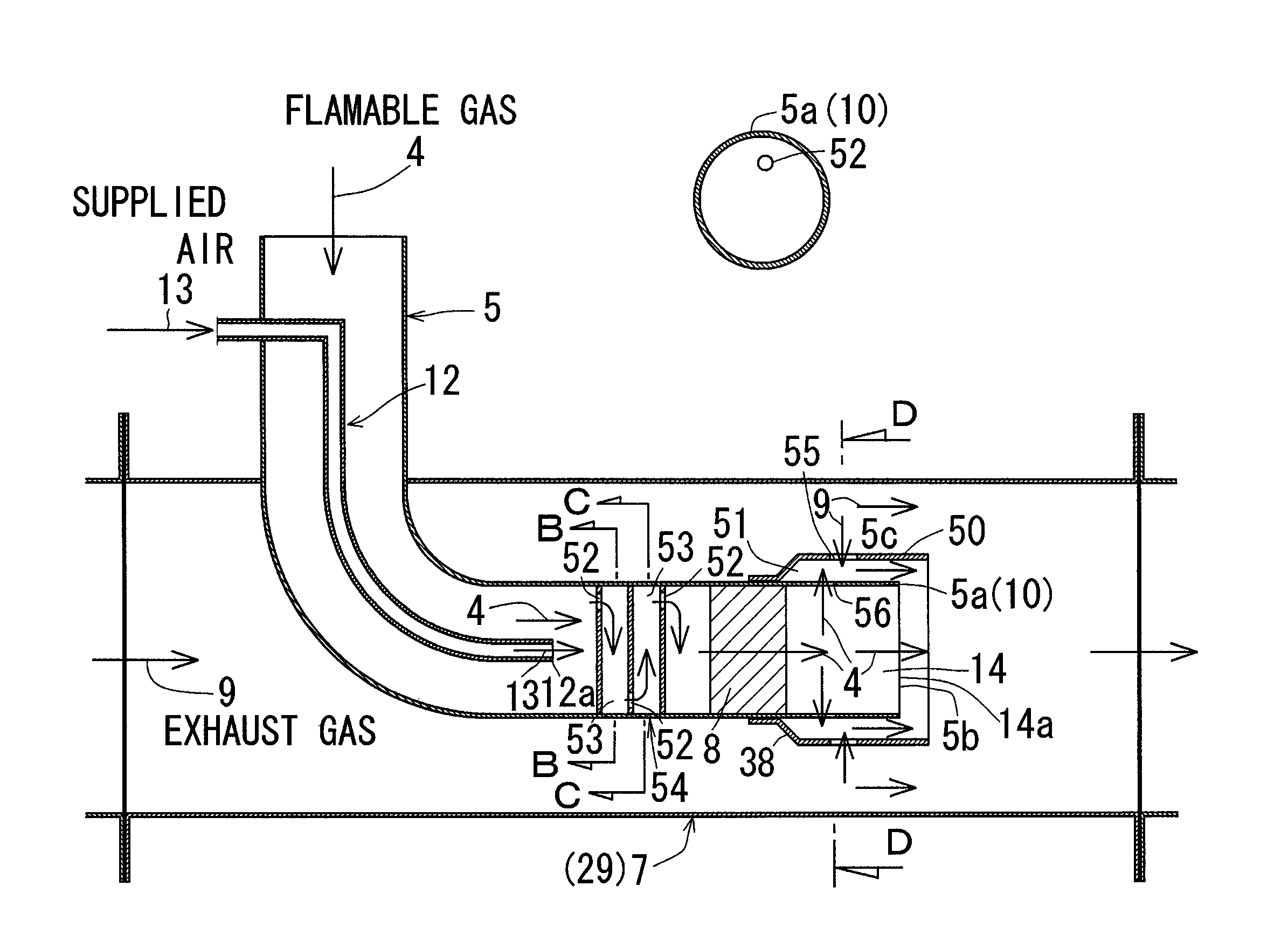 Exhaust device for a diesel engine