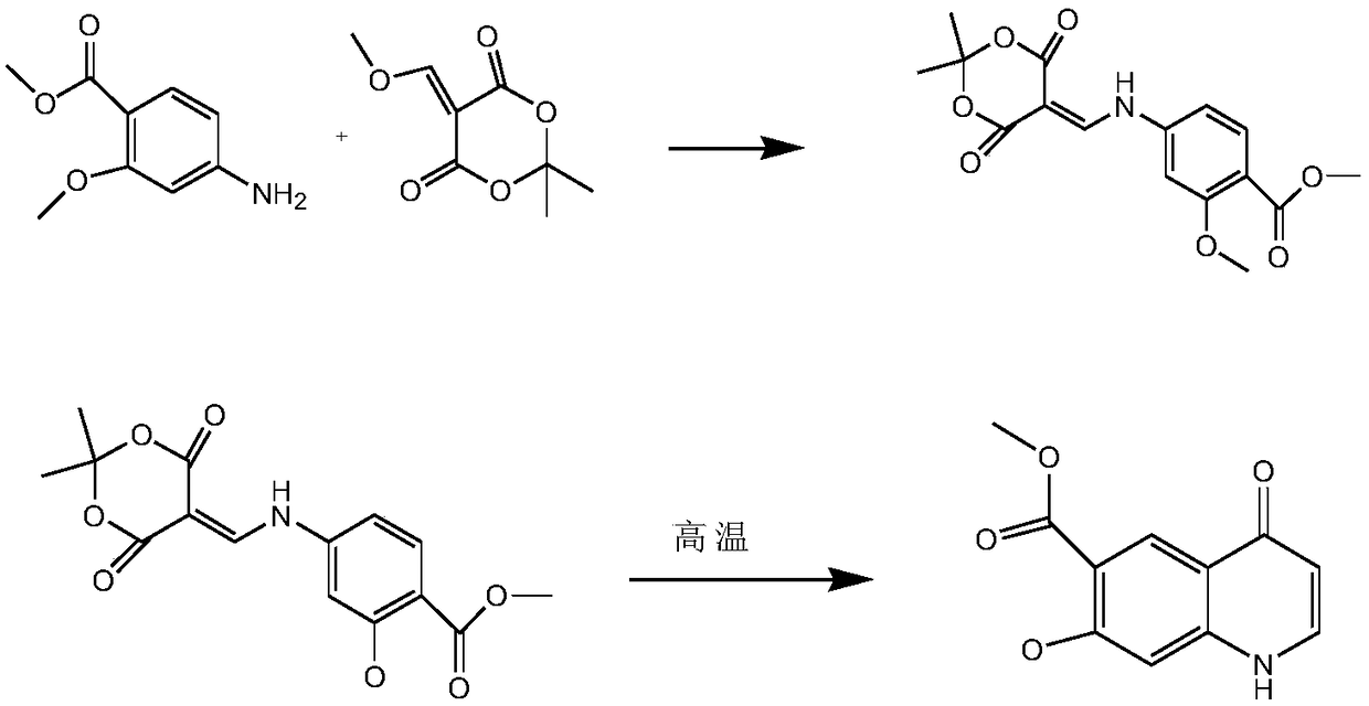A kind of synthetic method of 4-oxo-7-methoxy-1,4-dihydroquinoline-6-carboxylic acid methyl ester