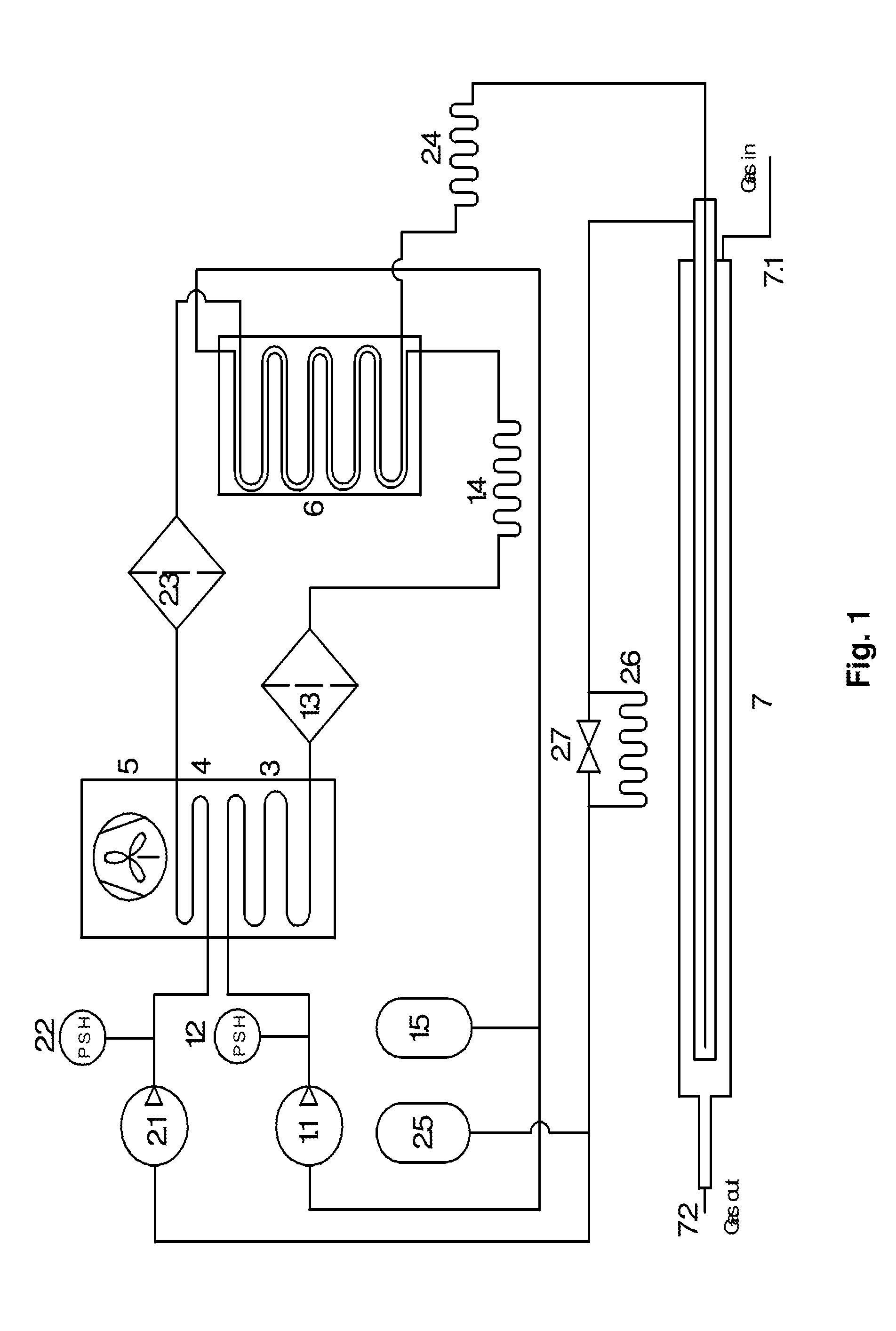 Cooling device with controllable evaporation temperature
