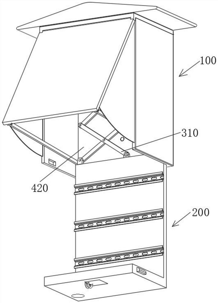 A wall-mounted protective distribution cabinet for outdoor use