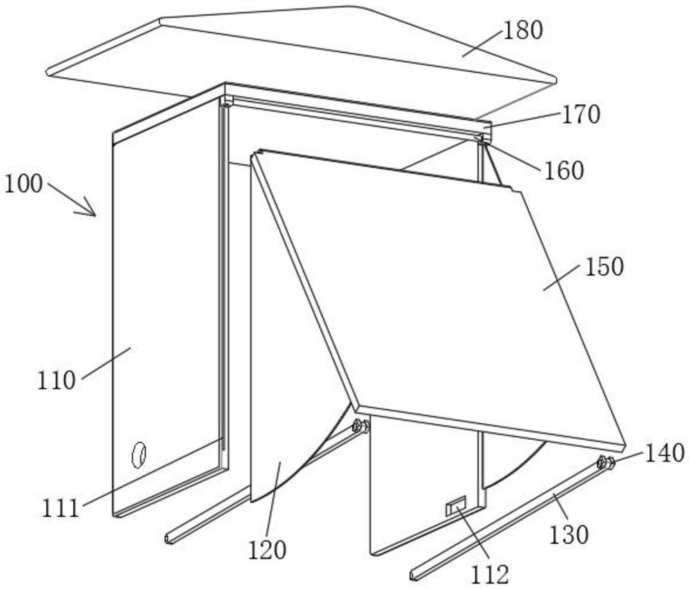 A wall-mounted protective distribution cabinet for outdoor use