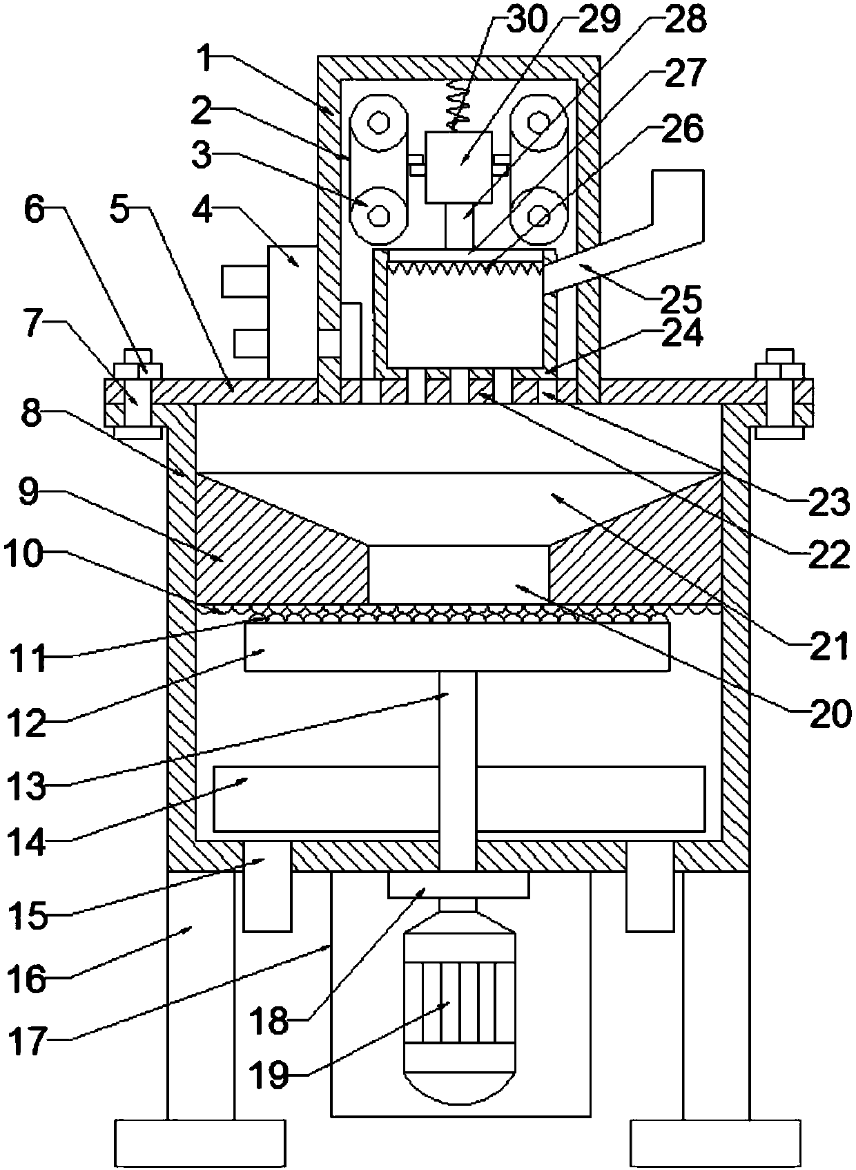 Dust-reducing construction waste crushing and grinding treatment device