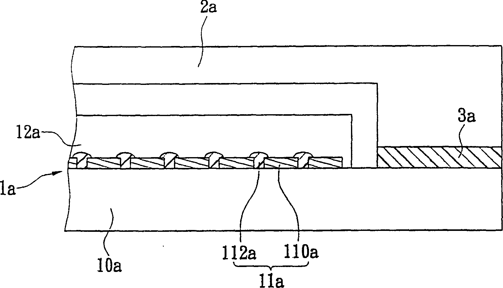 Glue sealing structure for organic electroluminescent planar display device and production thereof