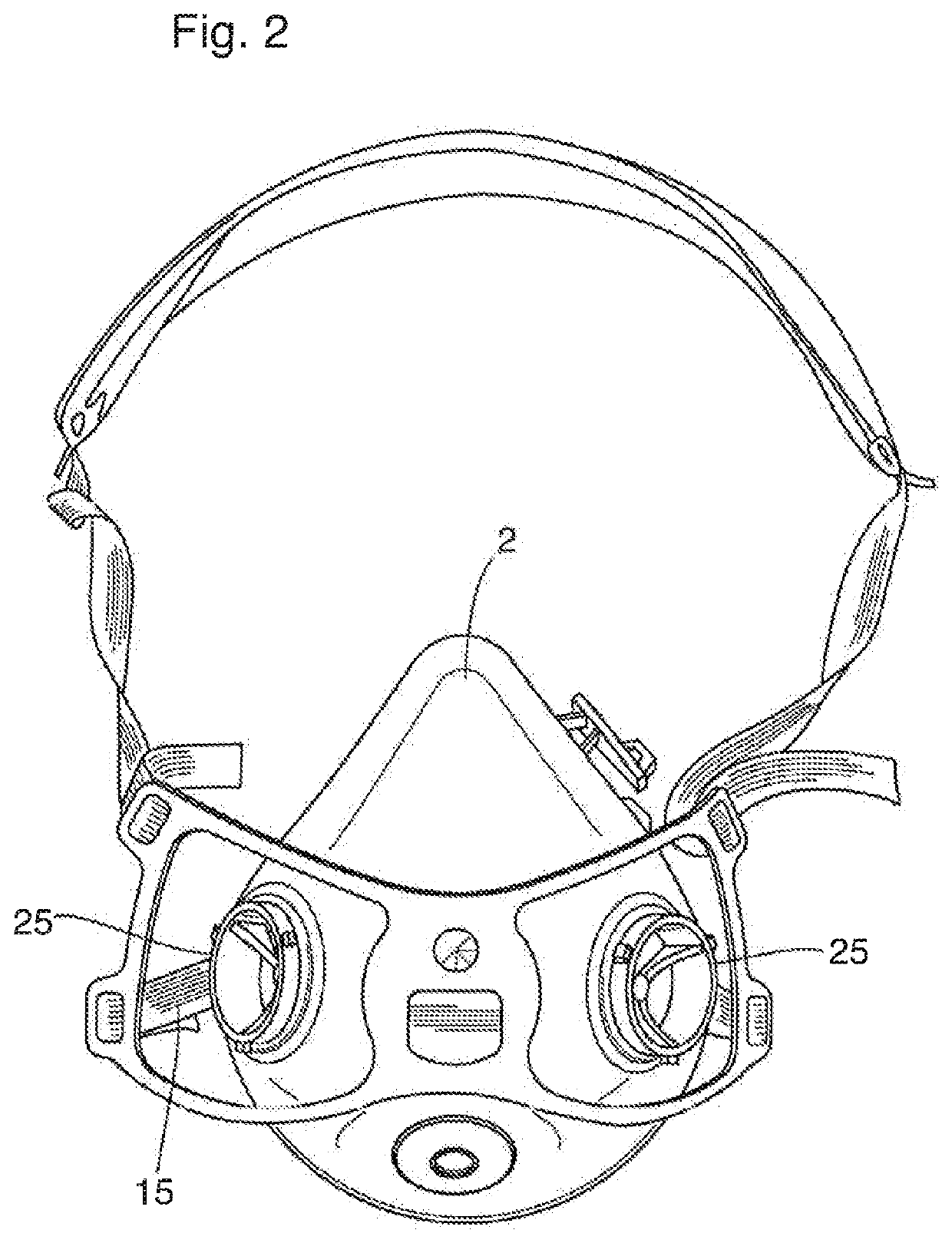 Respirator device with common inhalation and exhalation filters