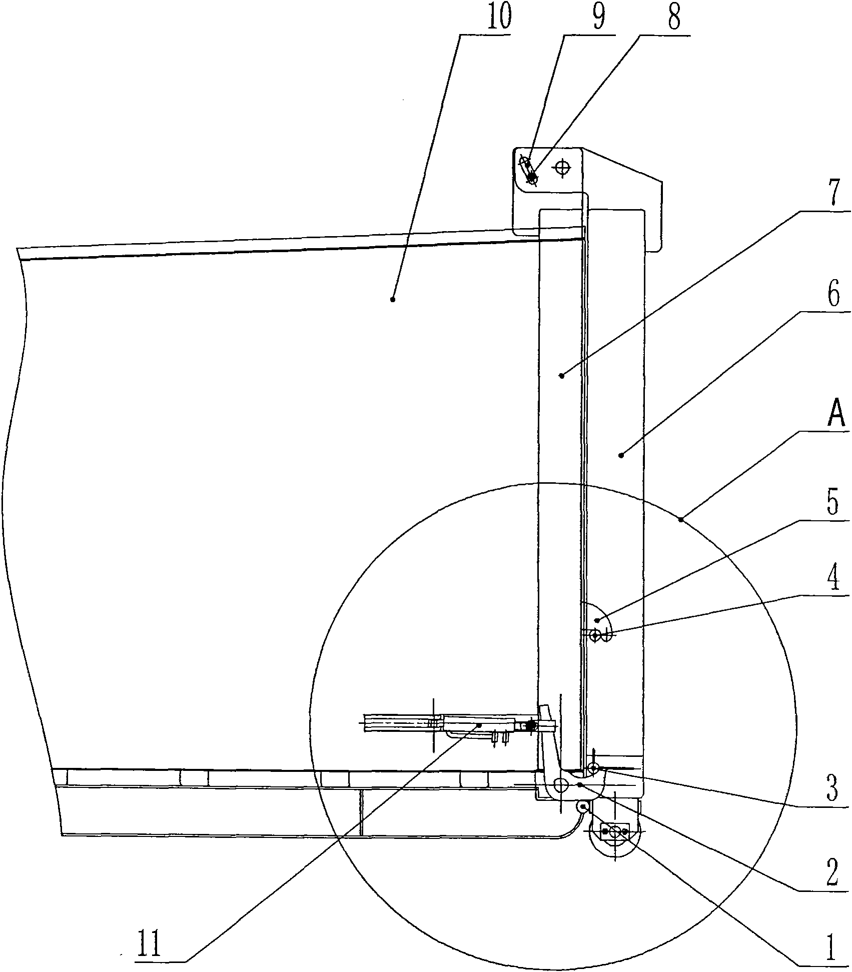 Device for opening and closing back door of rubbish bin