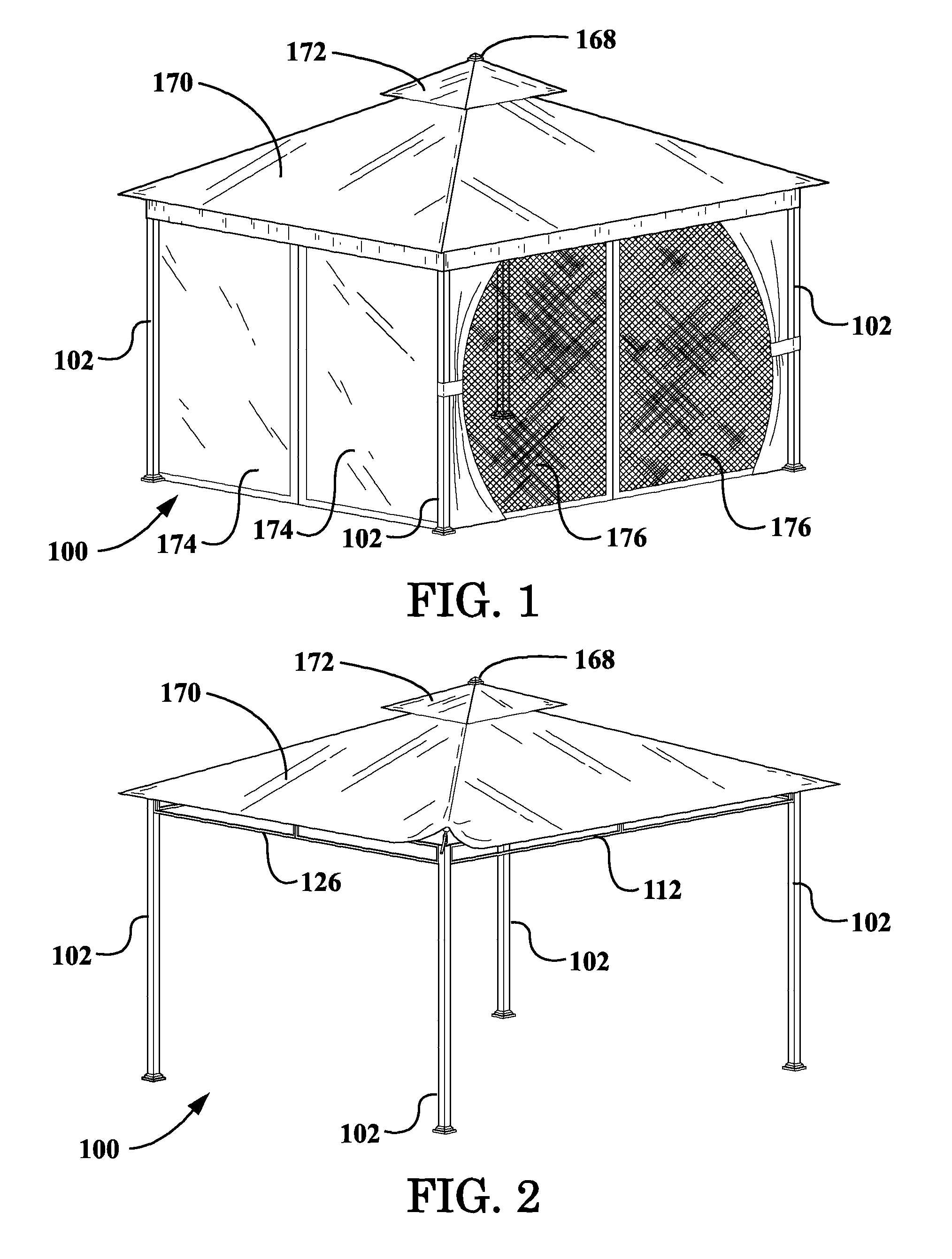 Frame and roof system for a portable shelter