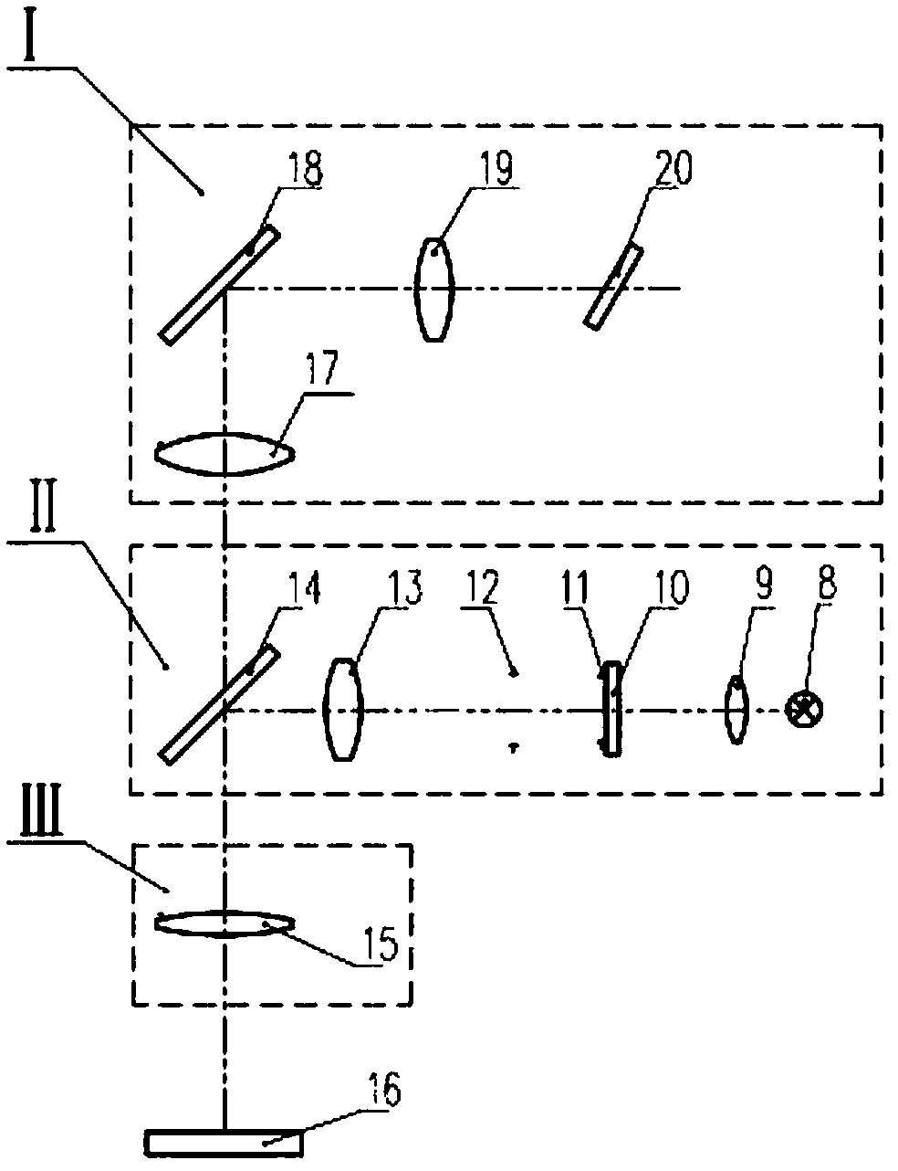 A high-precision objective lens parfocal detection device and detection method