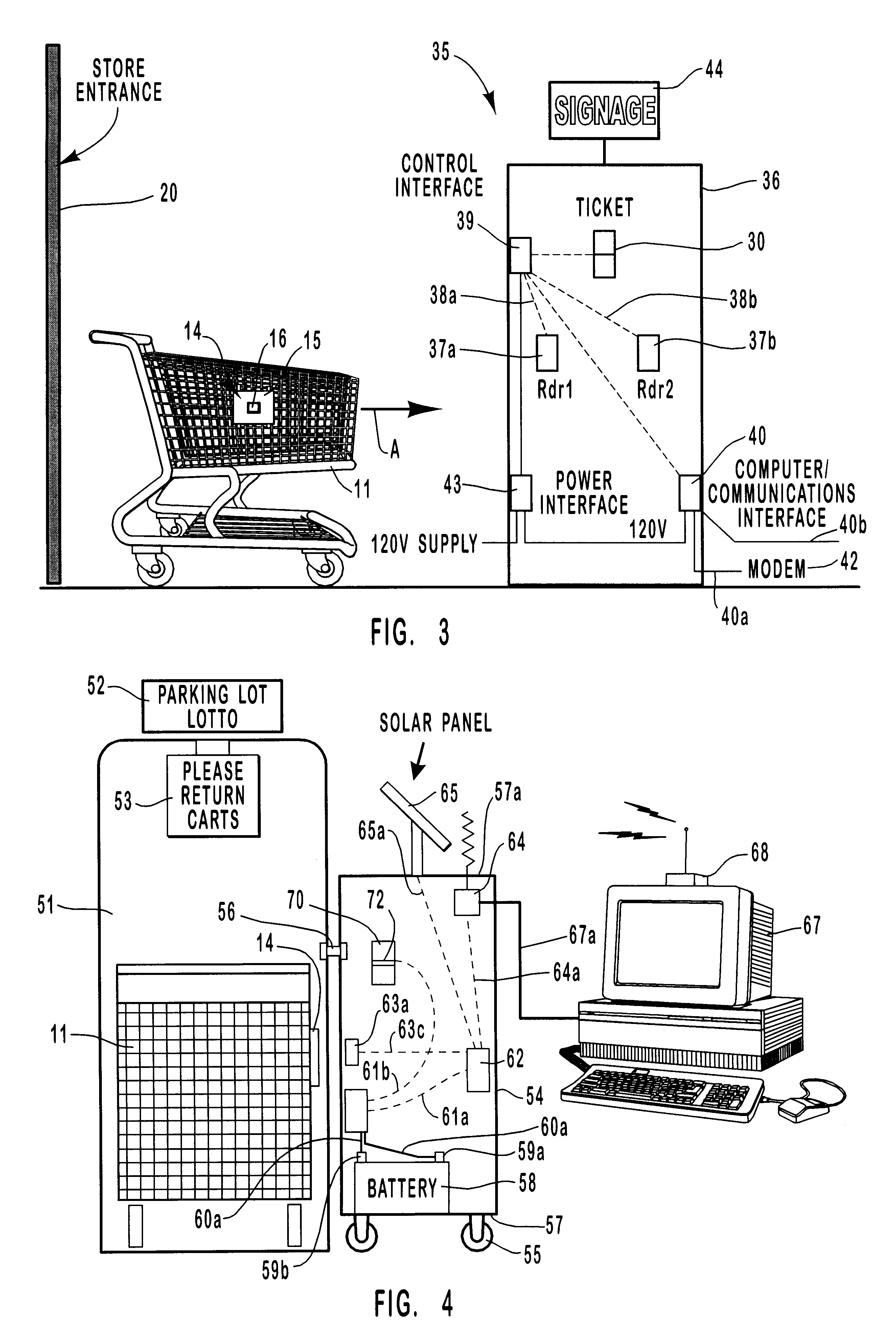 Detecting mechanism for a grocery cart and the like and system
