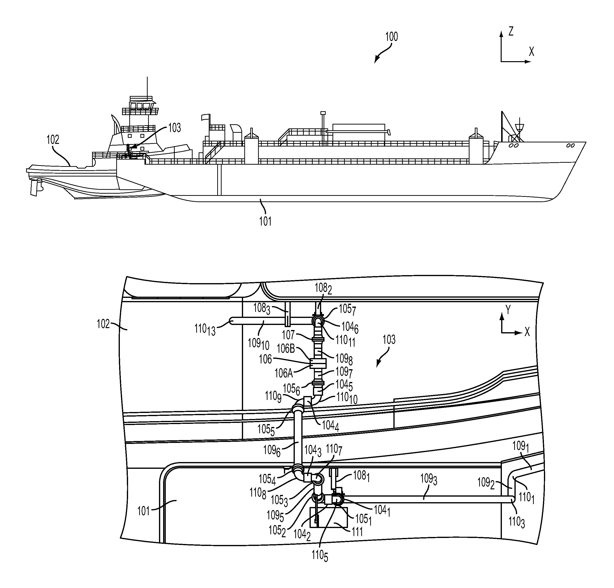 Articulated conduit systems and uses thereof for fuel gas transfer between a tug and barge