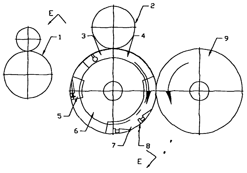 Suction roll cross-folding creasing device of envelope (flat pouch) processor