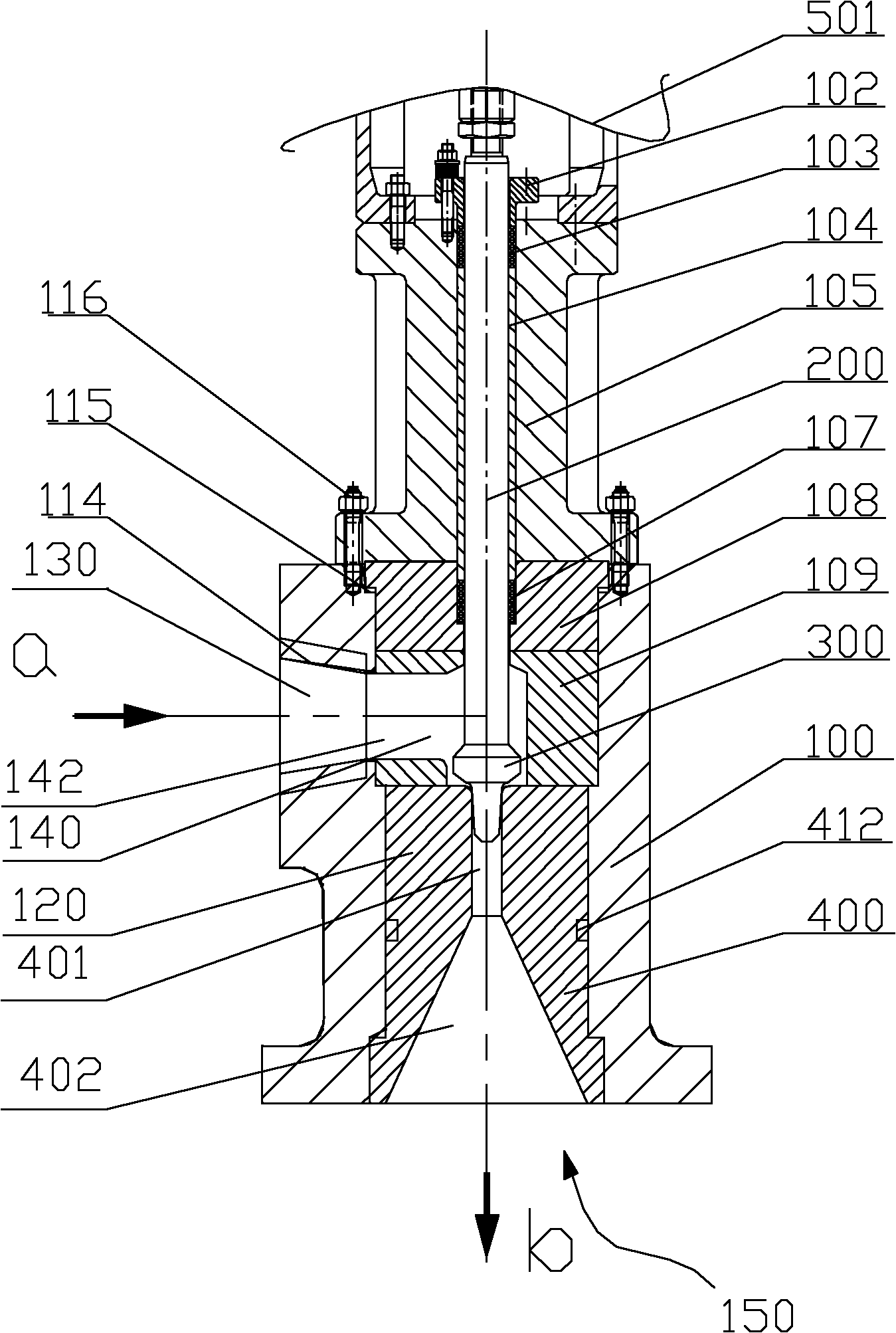 Pressure reducing valve and use thereof as well as fluid conveying system