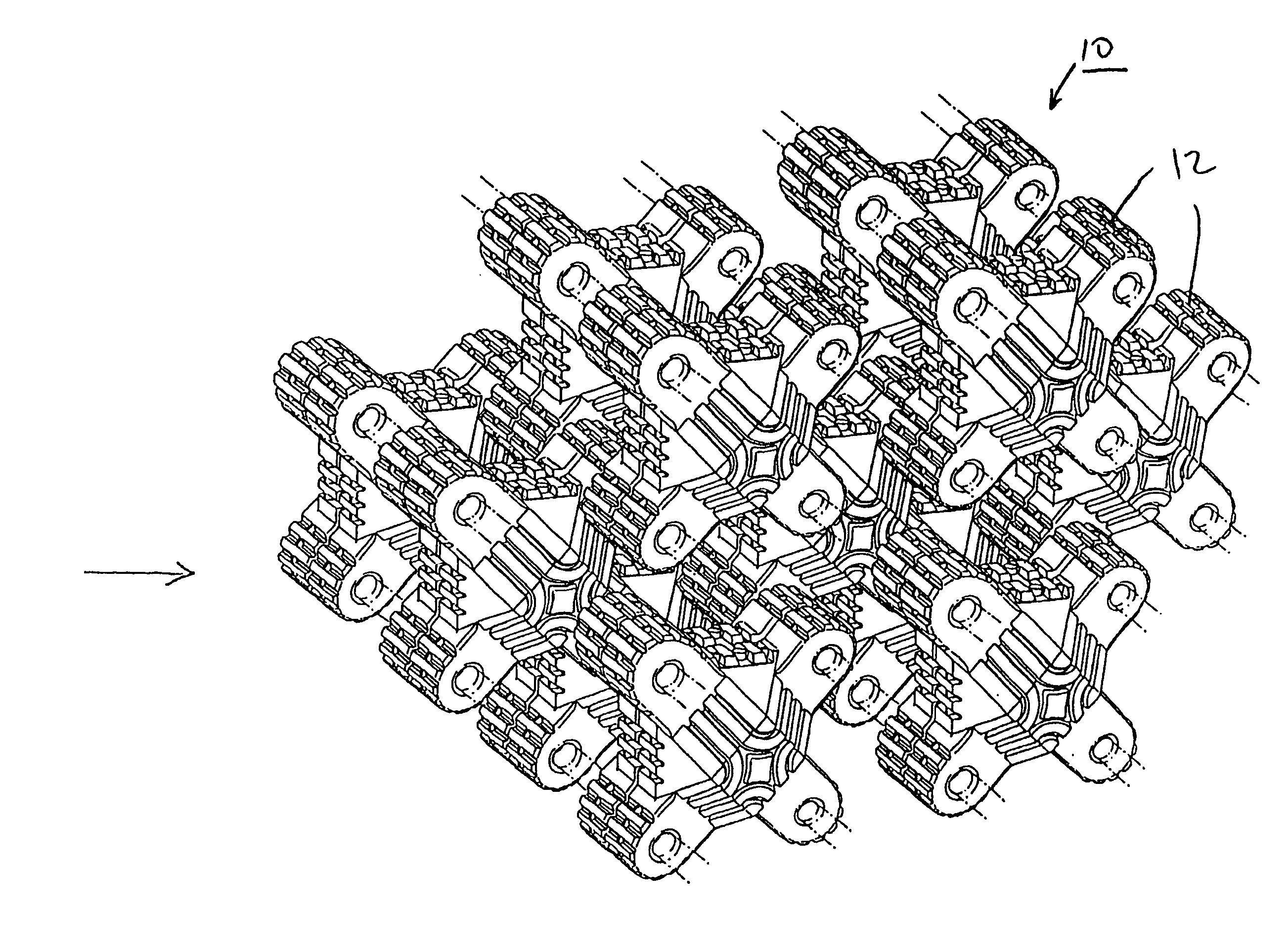 Ribbed module for wave energy dispersion