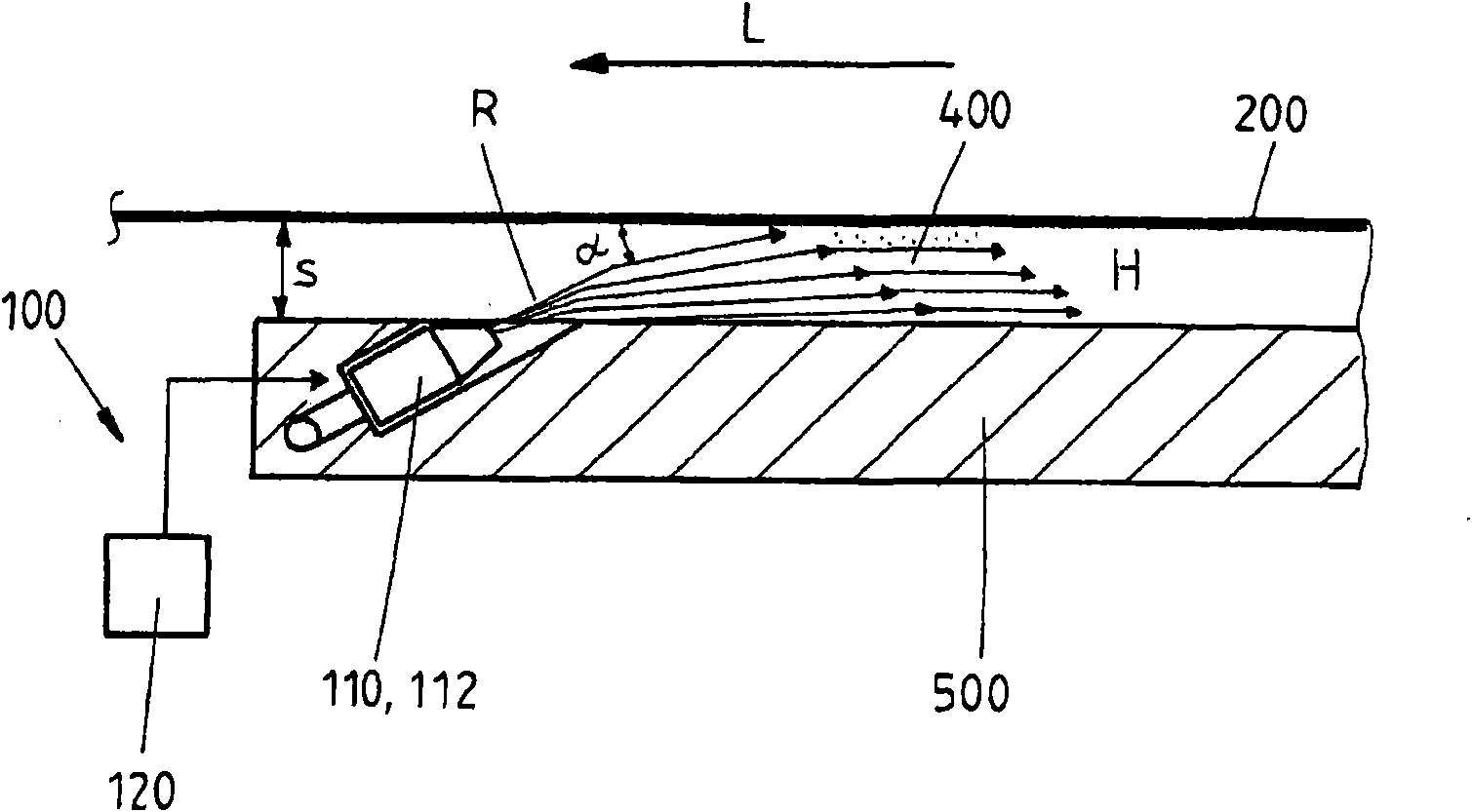 Cooling device for cooling a metal strip