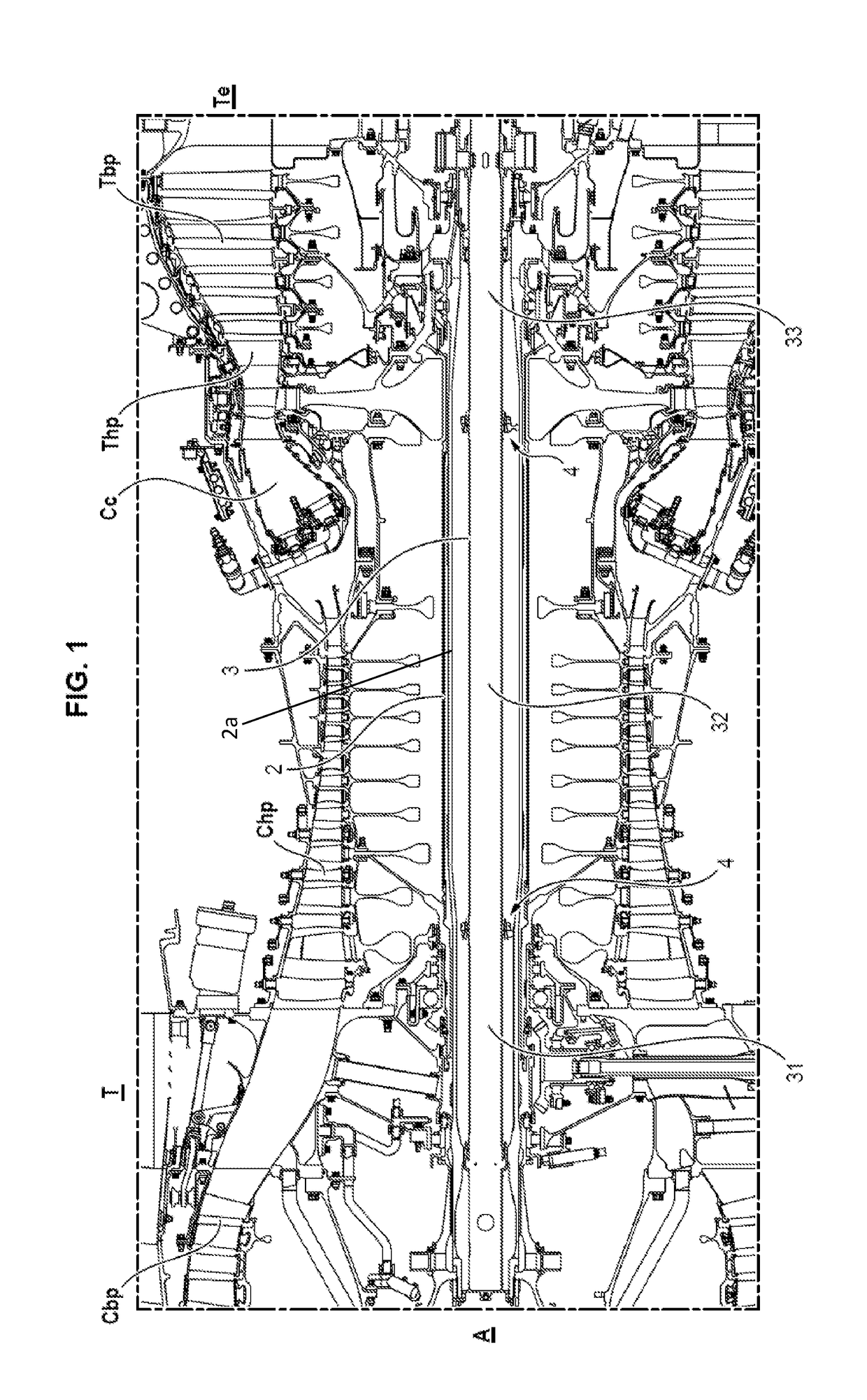 Support providing a complete connection between a turbine shaft and a degassing pipe of a turbojet