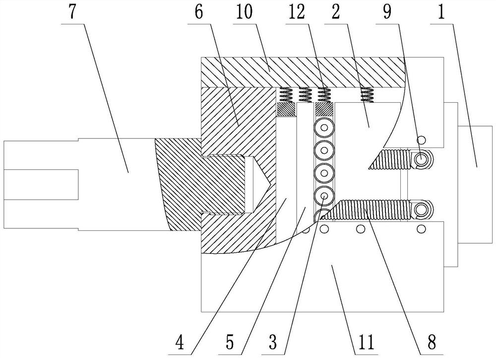 A spherical pressure head and double-layer roller-type compression force transmission mechanism