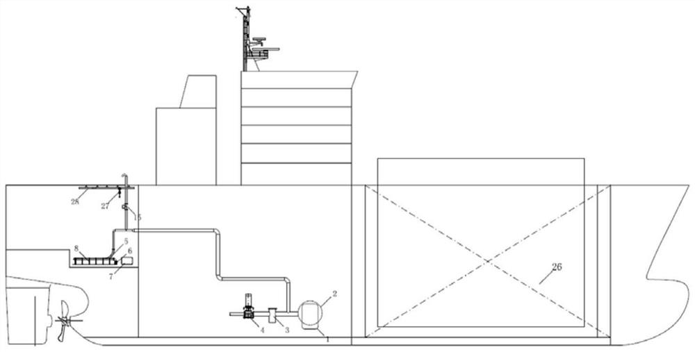 Ballast system for reducing sediment sucked by ballast water, and ship