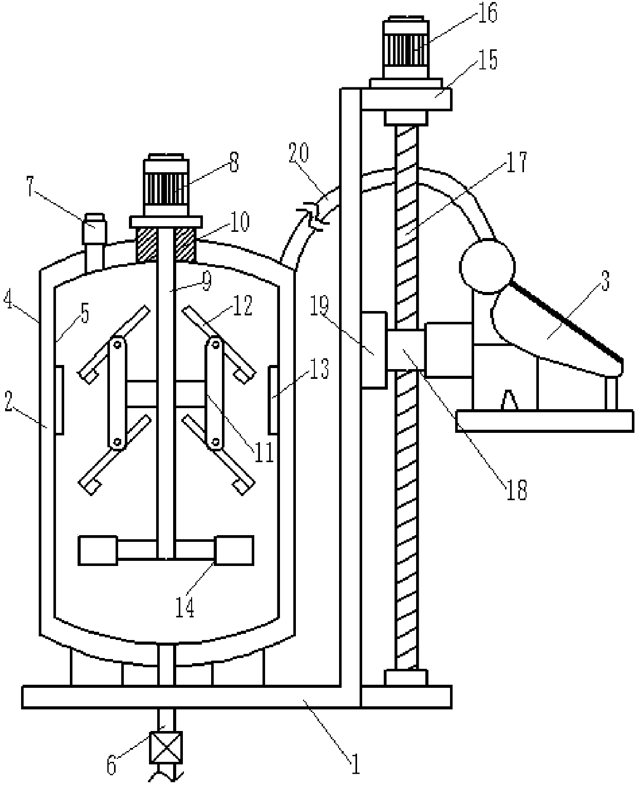 Stirring device for lubricating oil production and processing