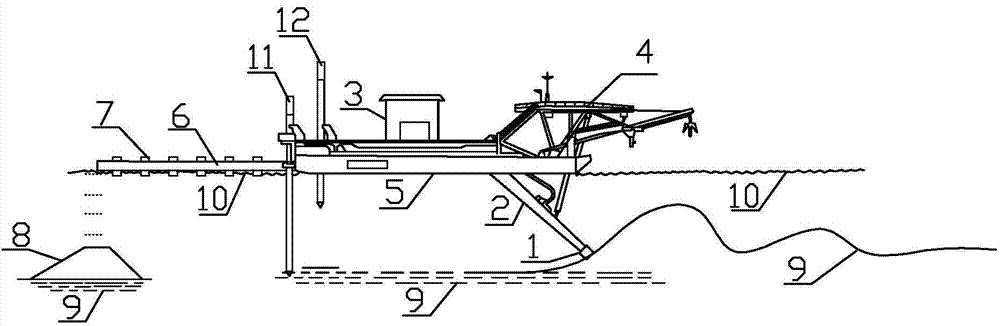 Construction method for carrying out sea reclamation with sand in shallow sea area through cutter suction dredger