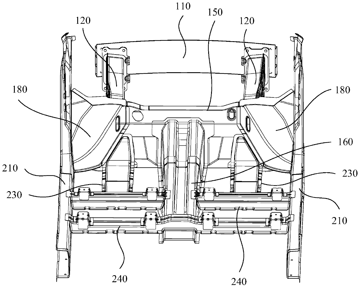 Vehicle, vehicle body and force transmission structure thereof