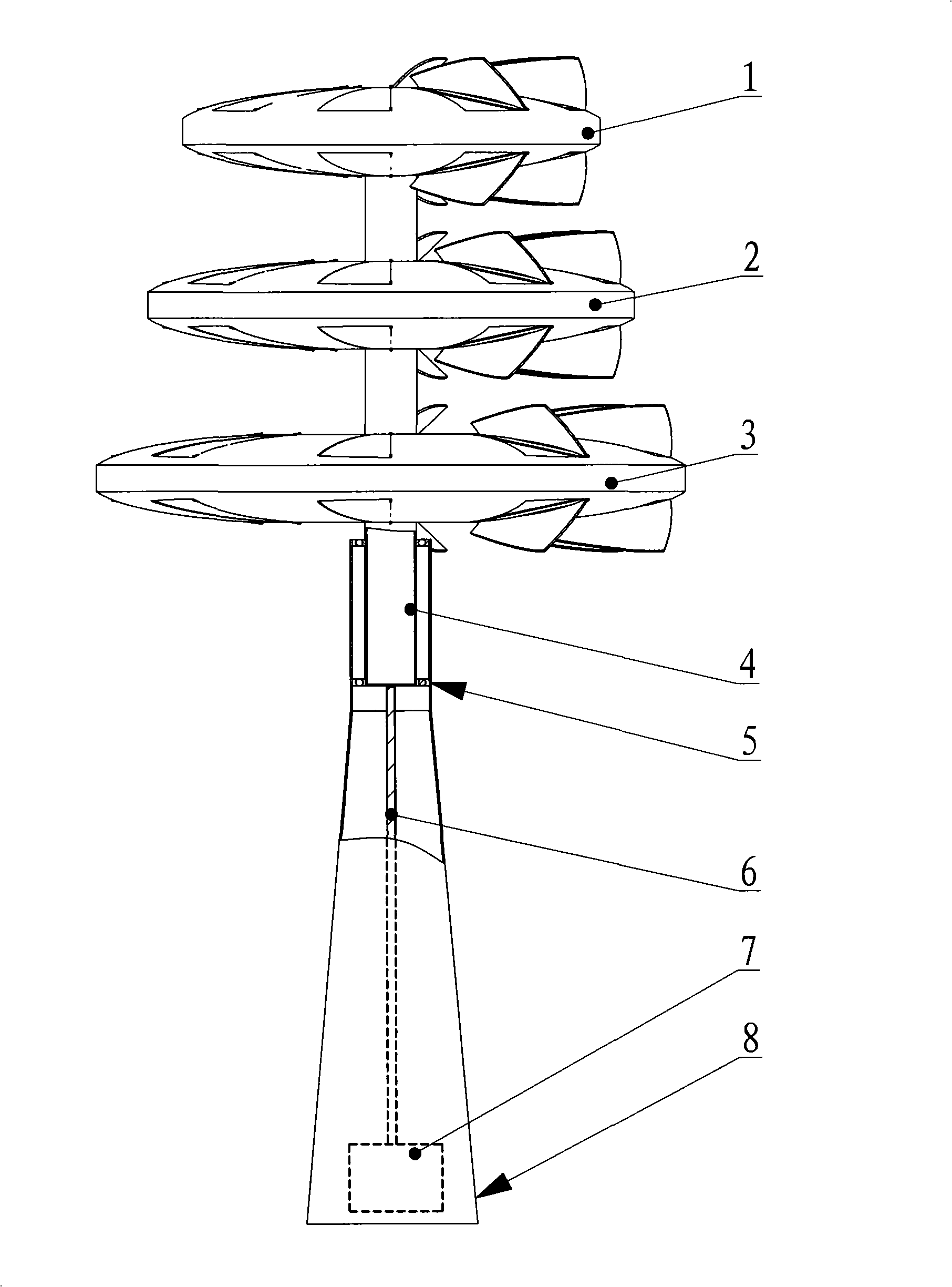 Aerogenerator equipped with multi-layer rotor