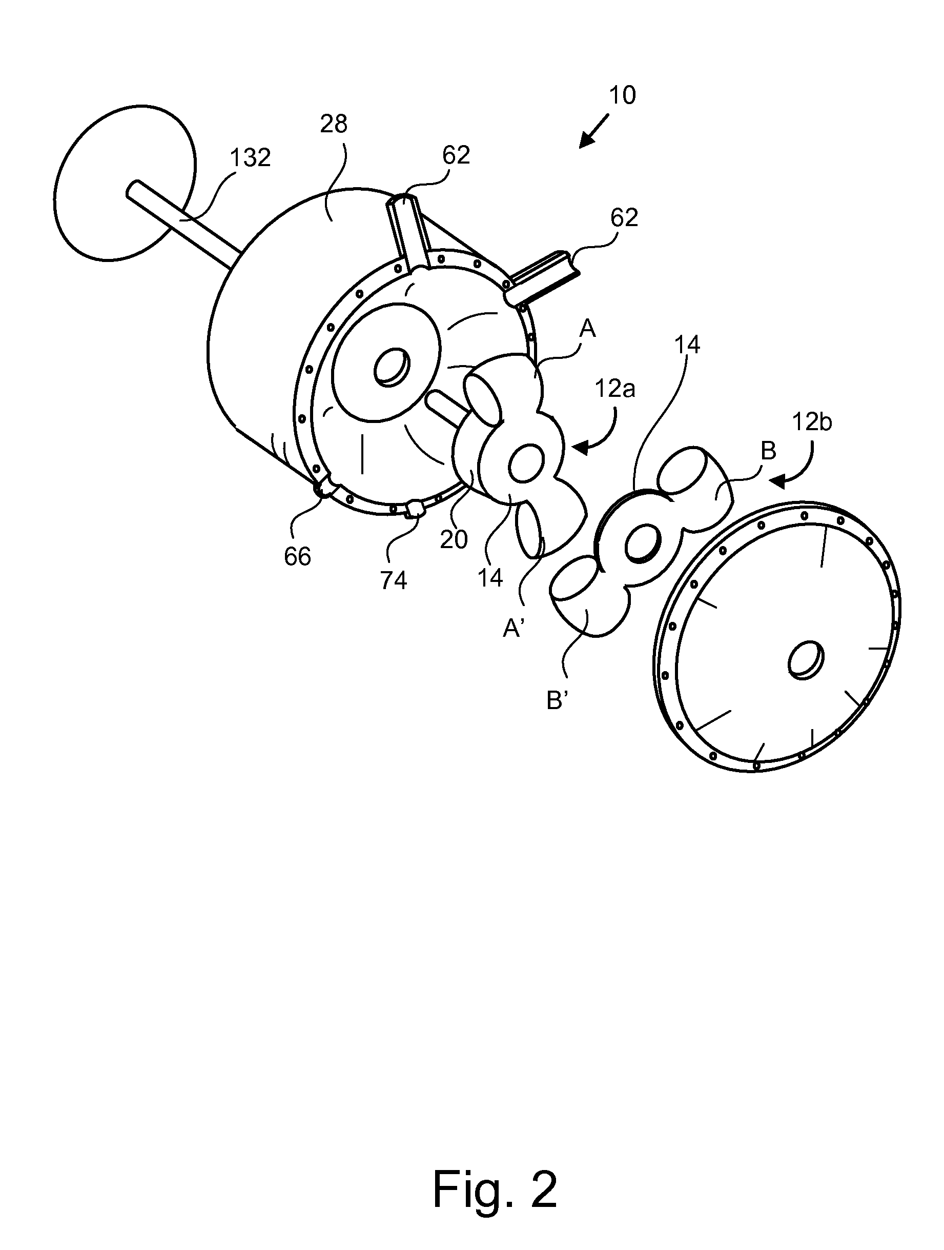 Differential with guided feedback control for rotary opposed-piston engine