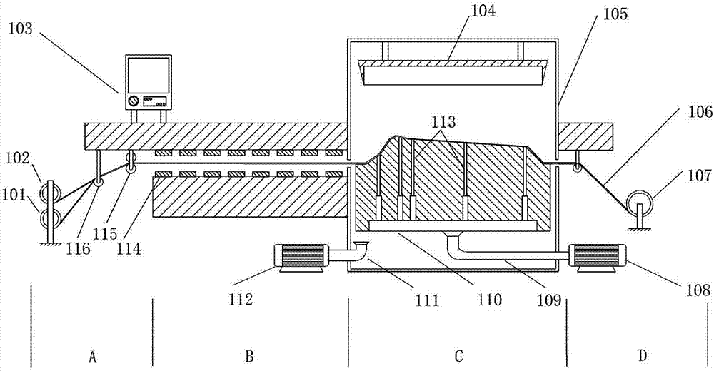 Vacuum blister forming process and device for regenerated leather skin of automobile instrument panel