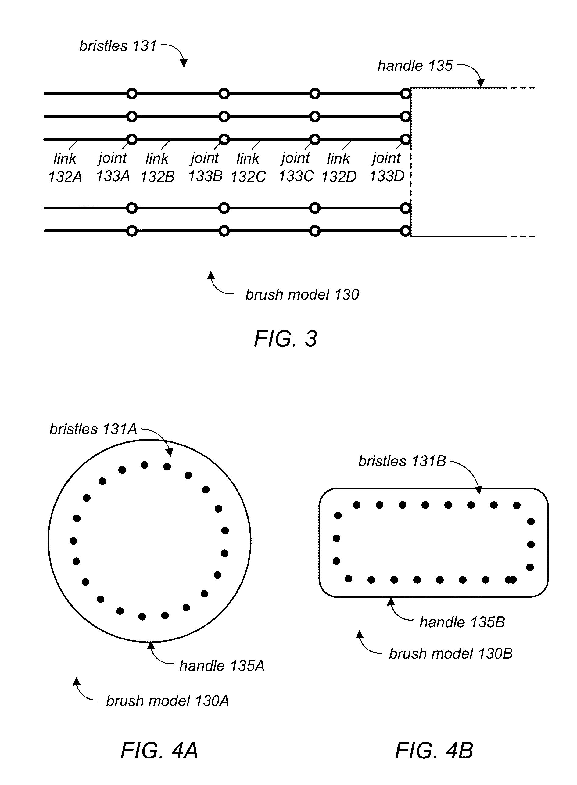 System and Method for Simulating Stiff Bristle Brushes Using Stiffness-Height Parameterization