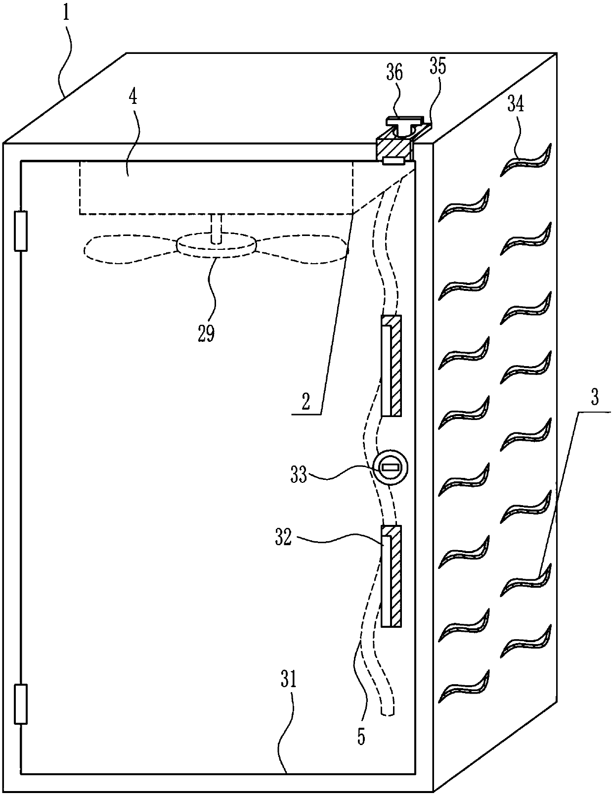 A heat dissipation switch cabinet with cleaning function