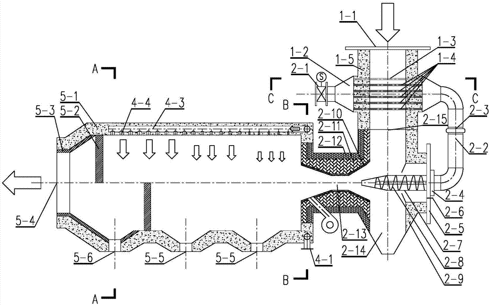 Device and process for treating waste gas of vanadium-titanium reducing rotary kiln