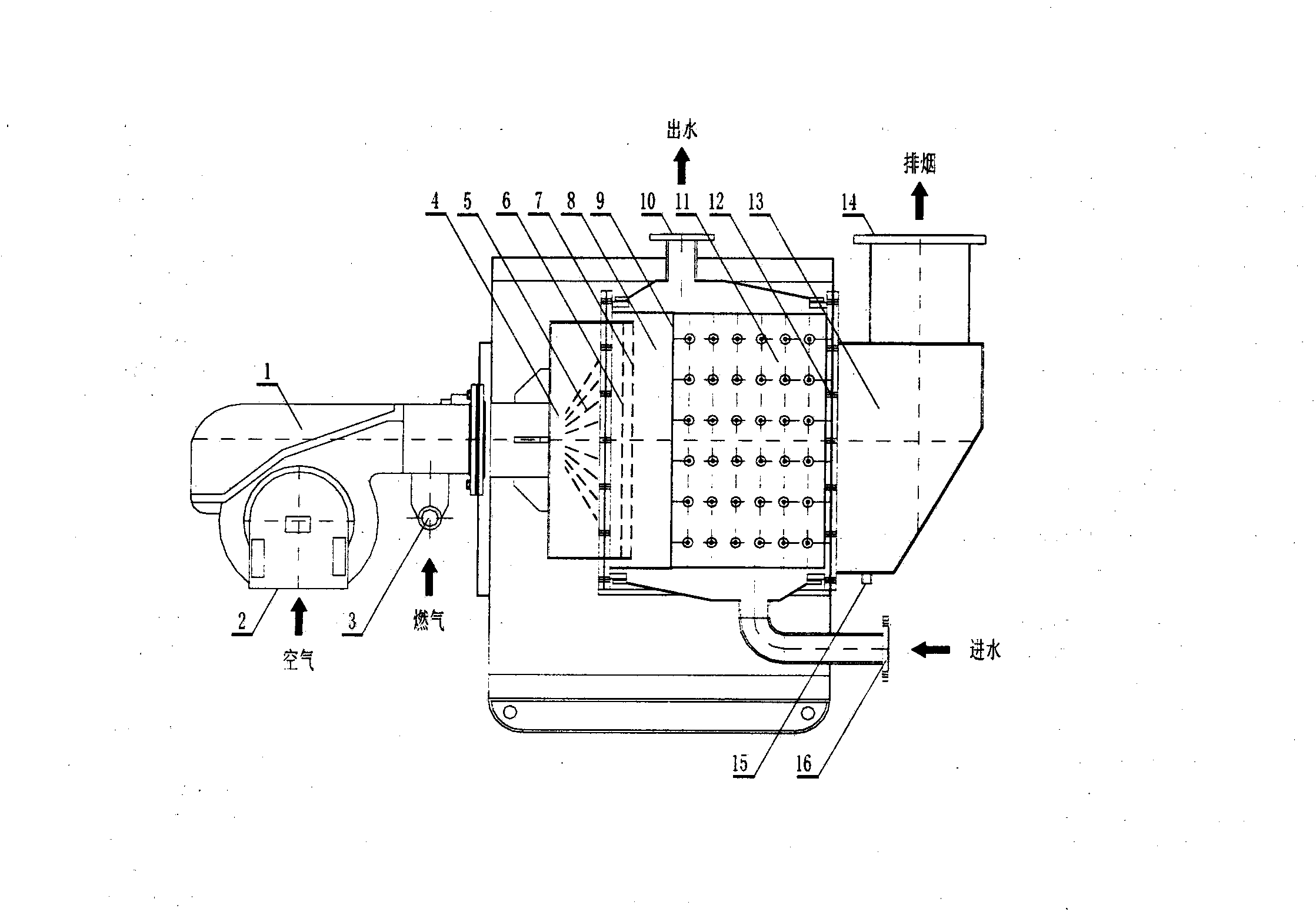 Plate-type gas combustion condensing water boiler