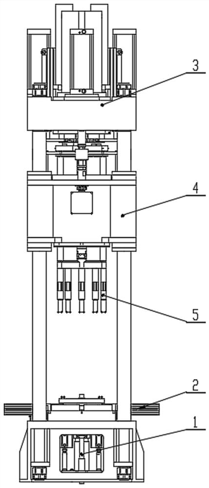 A device for pressing tire bolts capable of realizing multi-pressure head displacement