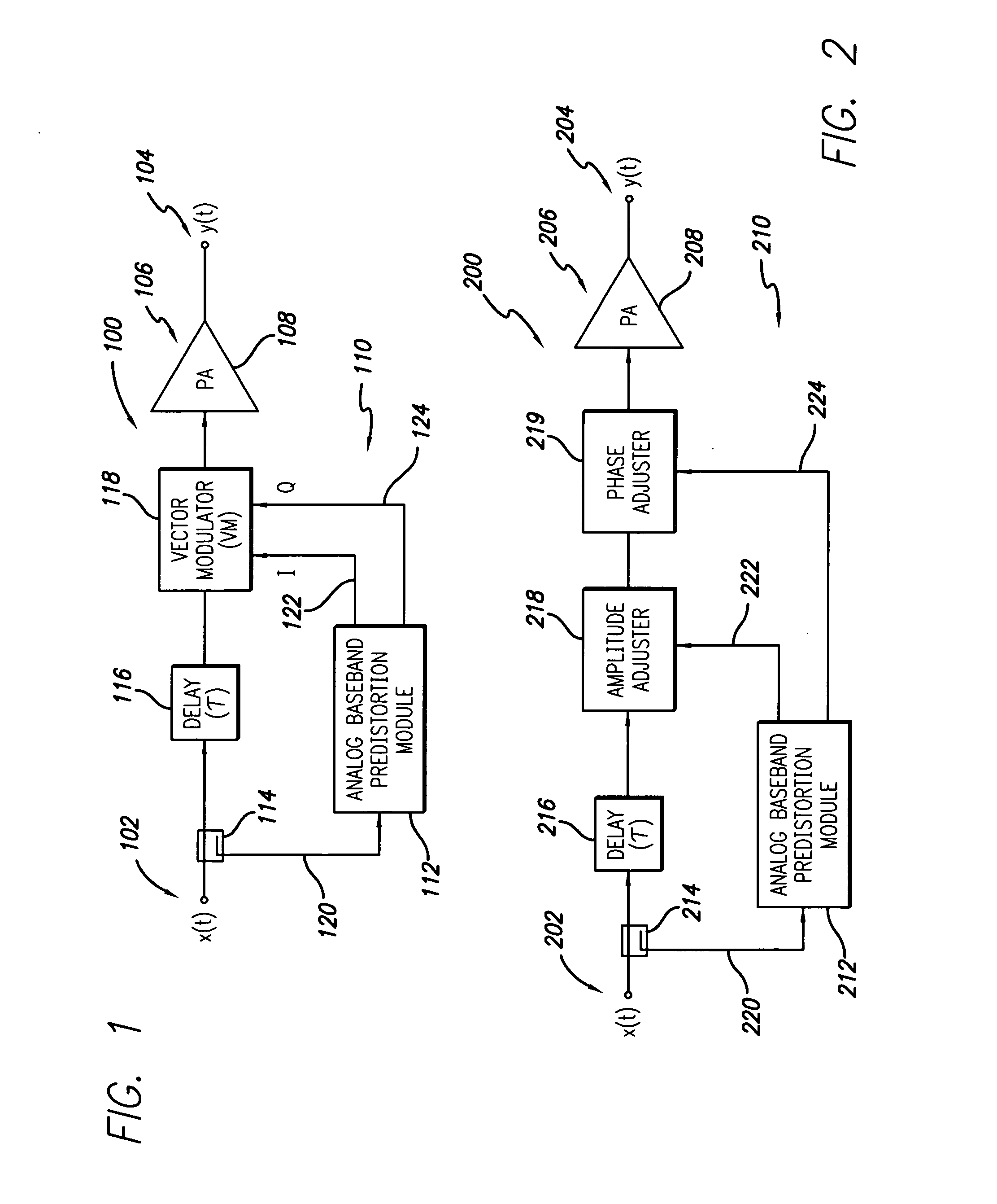 RF power amplifier system employing an analog predistortion module using zero crossings