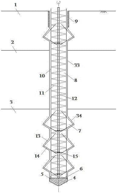 Drilling pile with a bar-reinforced squeezed branch-plate, and construction method thereof