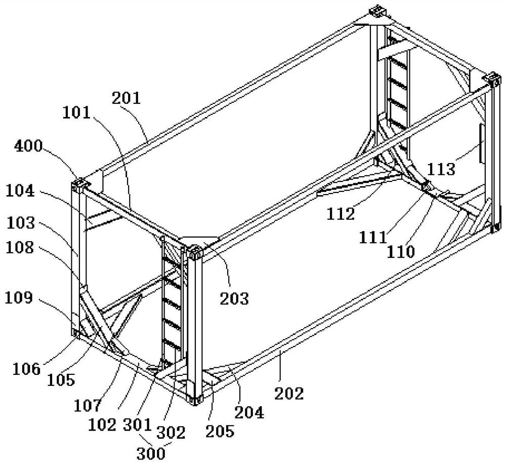 Tank container frame structure