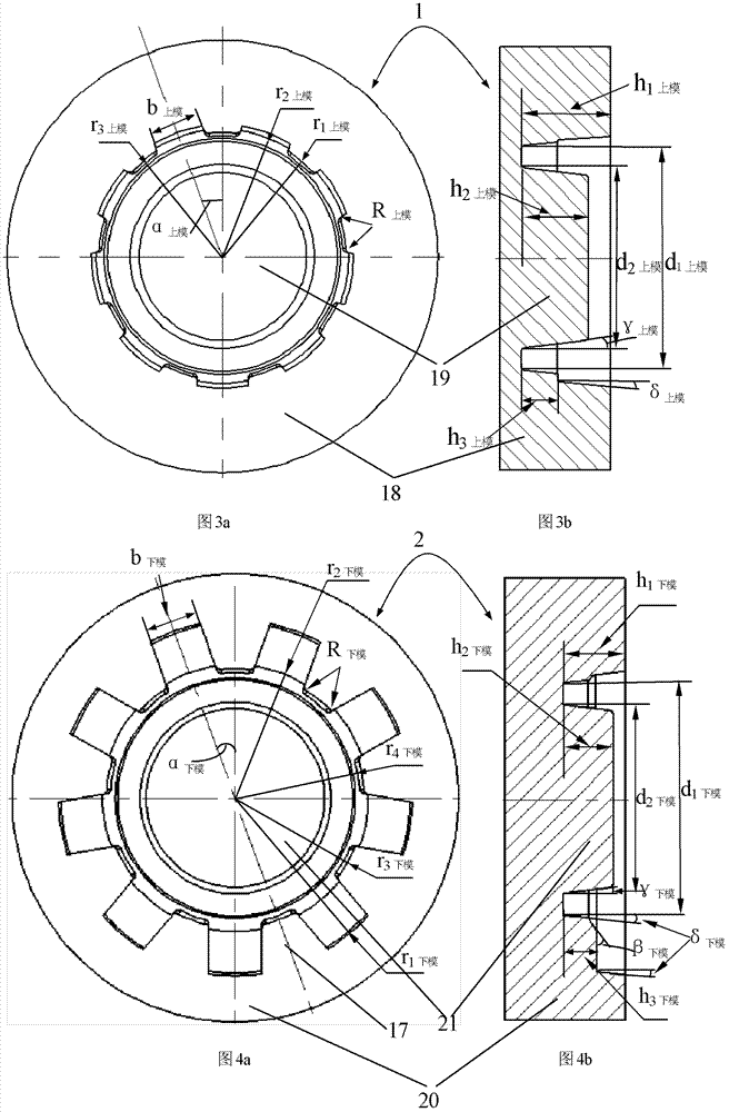 High-speed train brake disc hub forging die and design method thereof