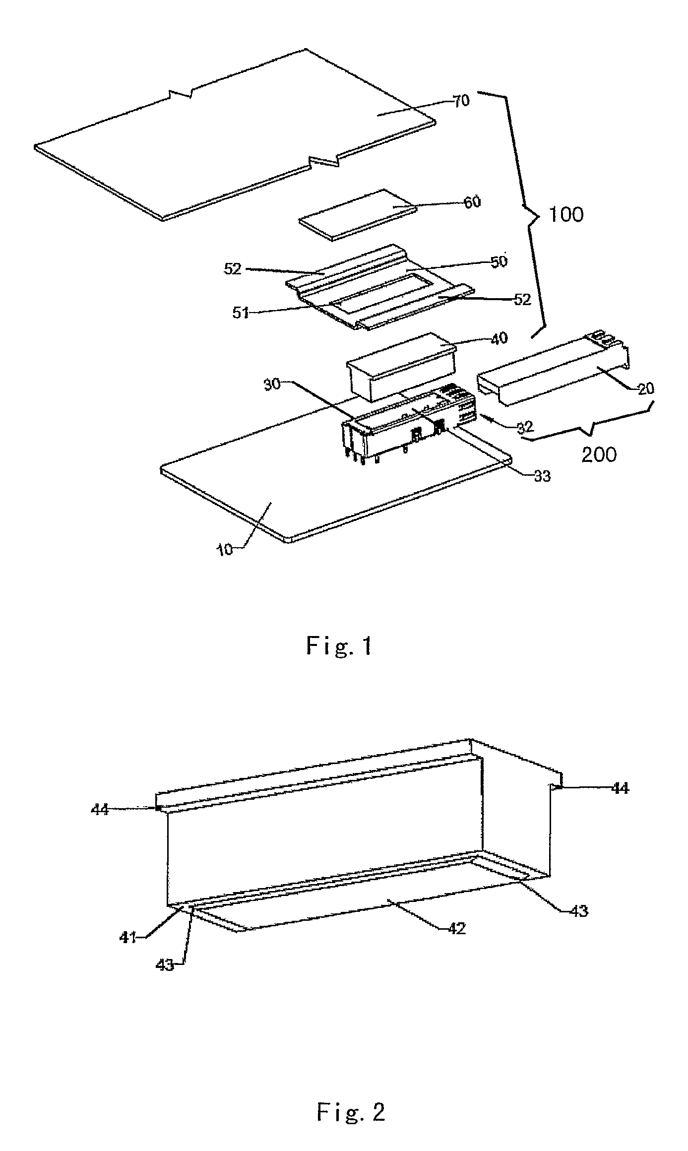 Cooling device for pluggable module, assembly of the cooling device and the pluggable module