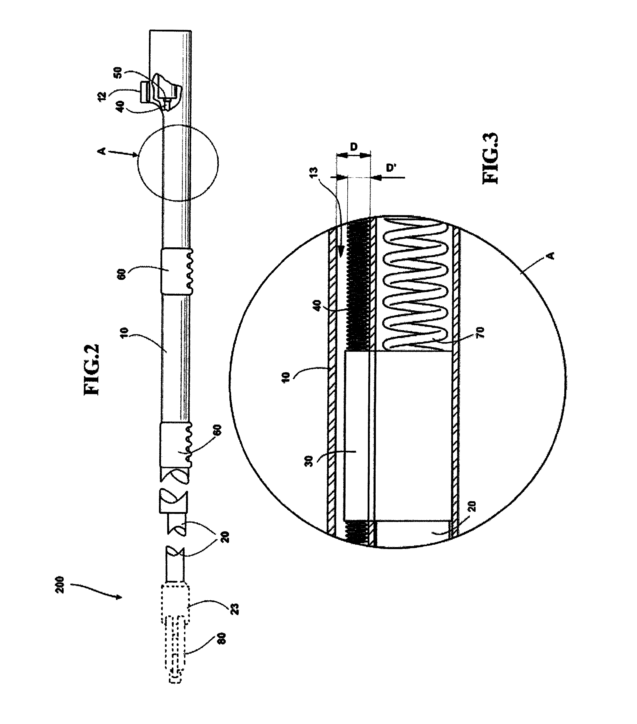 Telescopic rod for handling a tool