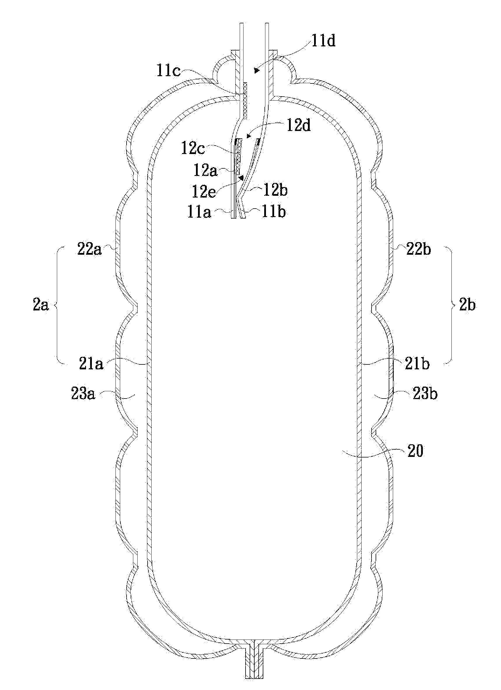 Air enlcosure and check value thereof capable of being filled with high pressure air