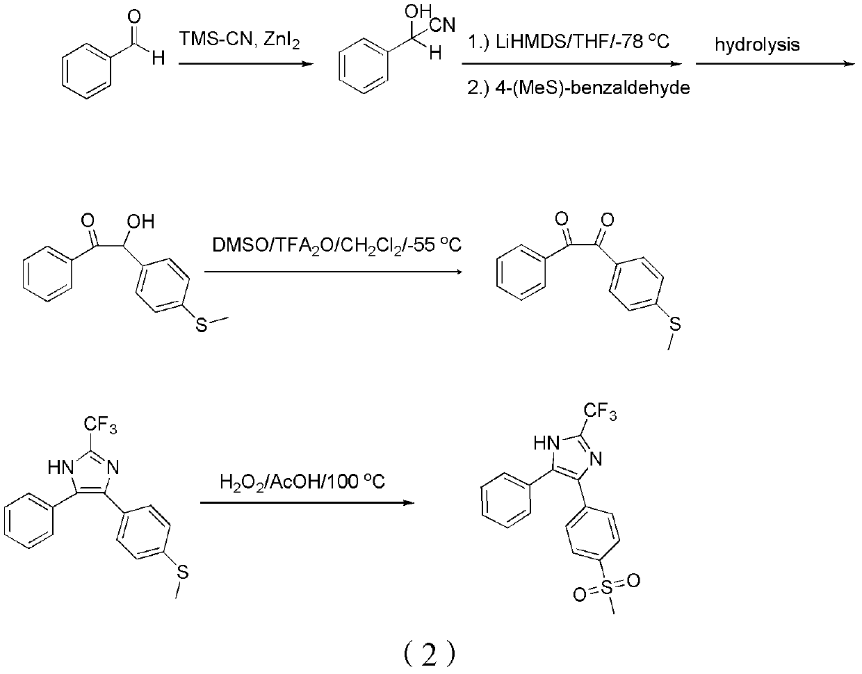 Synthesis method of 4-[4-(methylsulfonyl)phenyl]-5-phenyl-2-(trifluoromethyl)-1H-imidazole