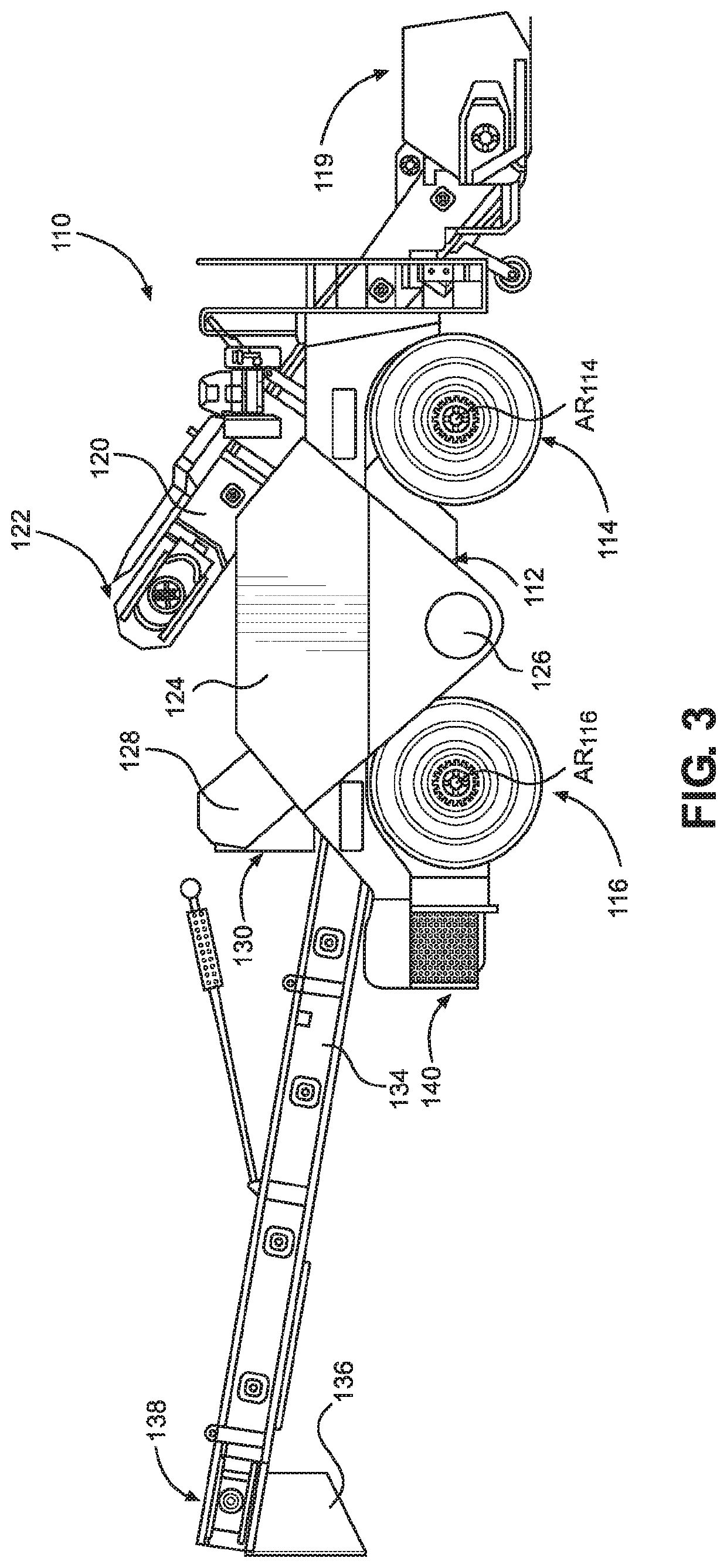 Material transfer vehicle with modular engine assembly