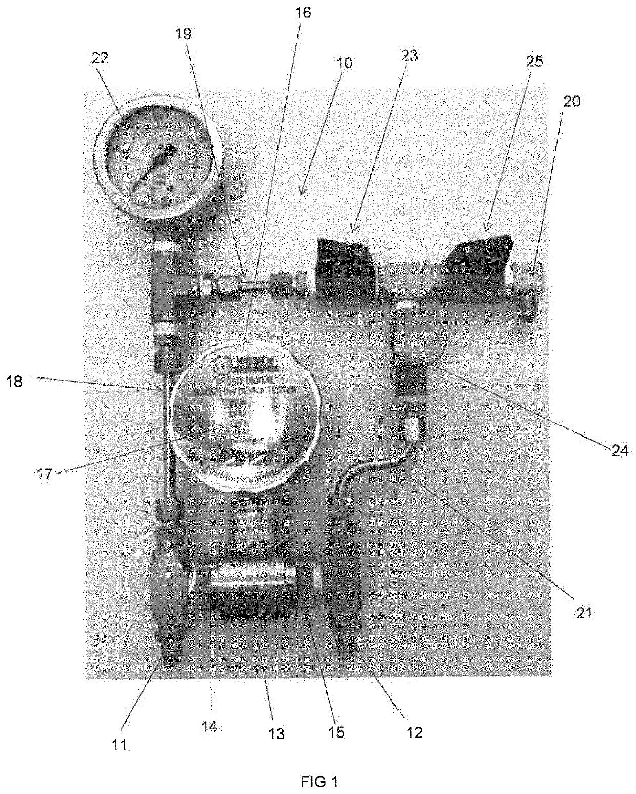 A testing device for backflow prevention devices