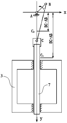 Slider-crank material penetrating mechanism installed in same plane