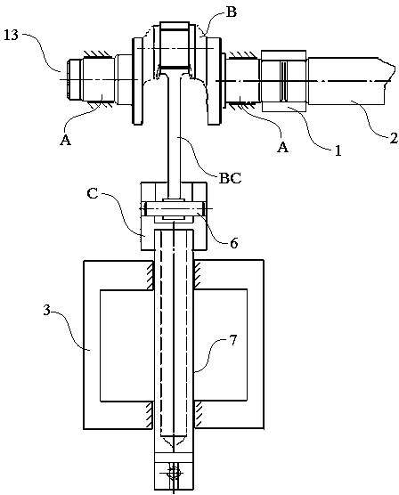 Slider-crank material penetrating mechanism installed in same plane