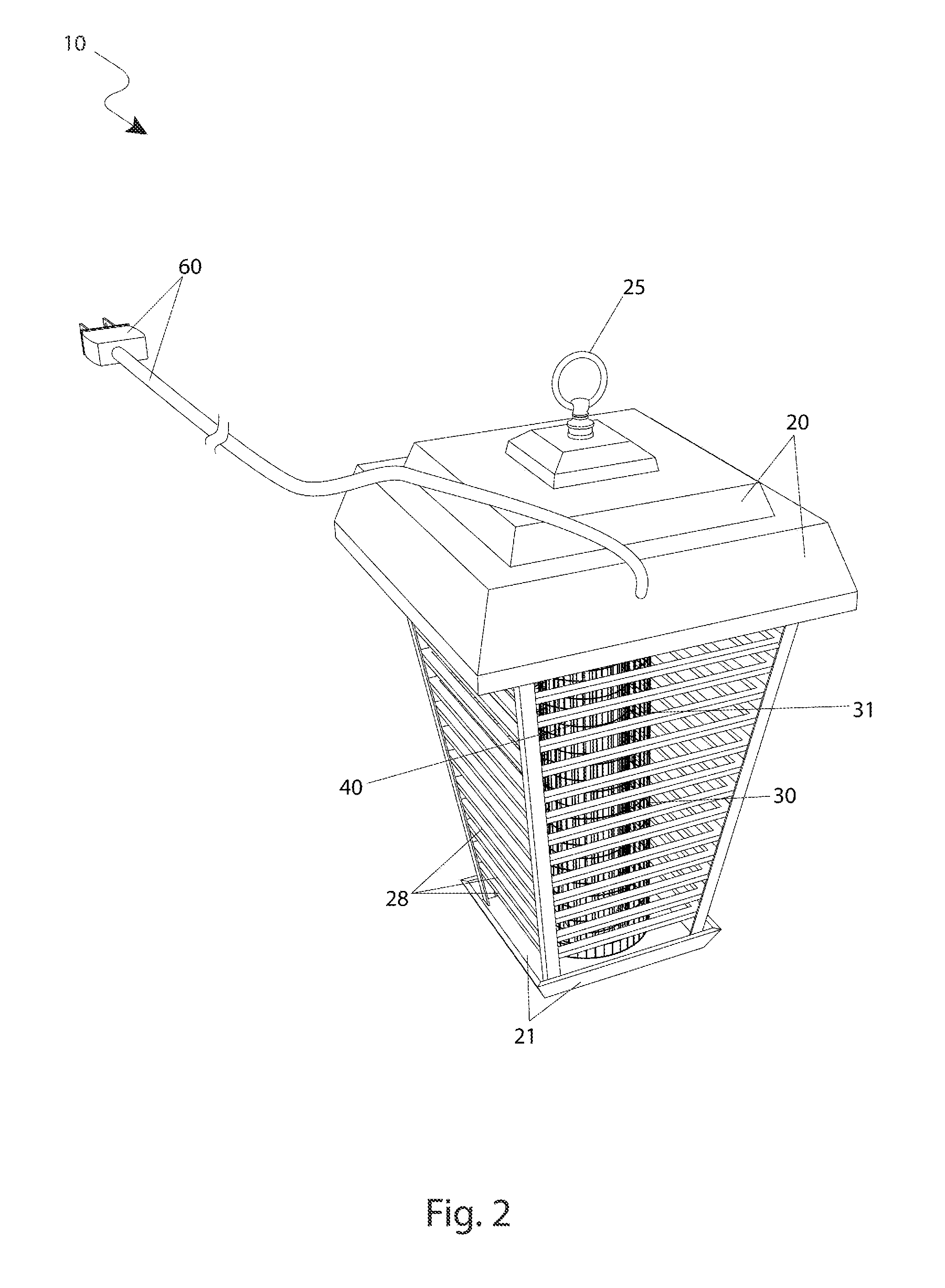 Insect electrocution device with counter