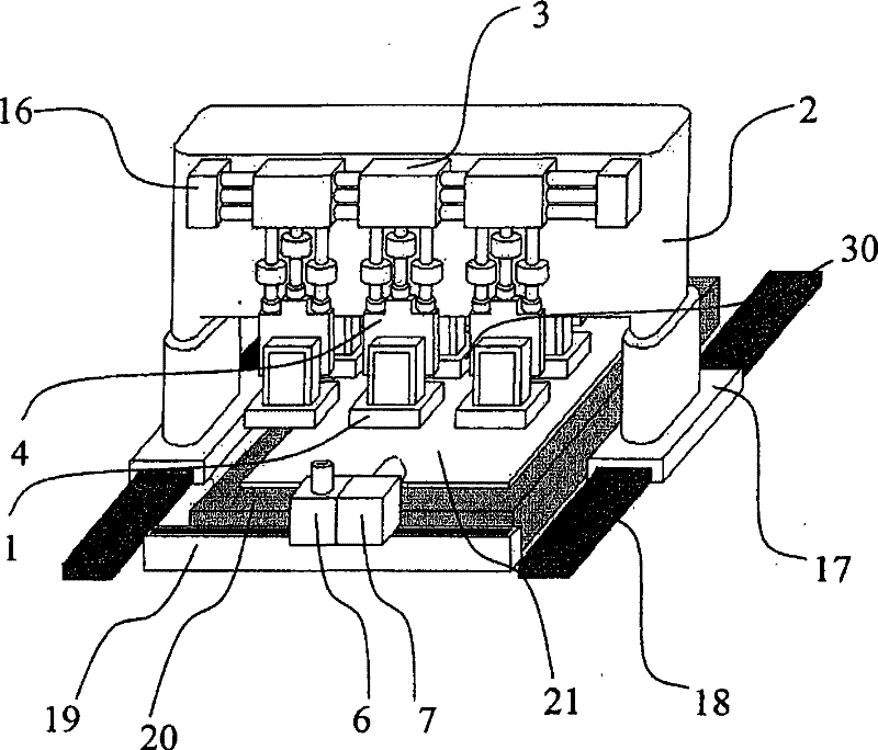 Frame movement fluid material coating device