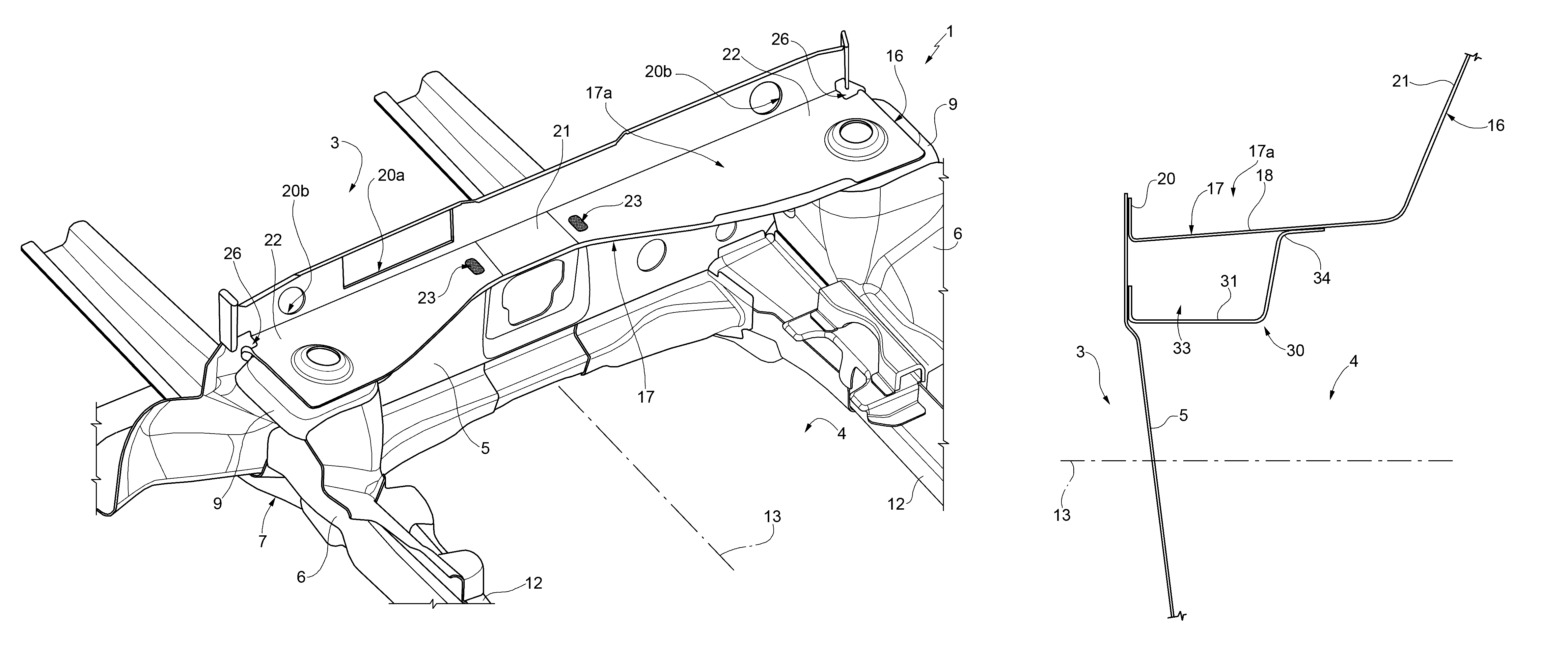 Motor vehicle body provided with a structure for receiving and draining water