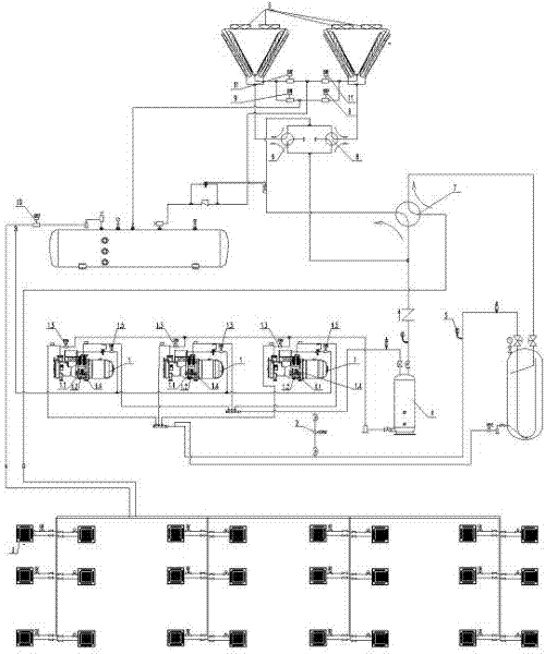 Control method for start-up heating mode of screw compression multi-connected central air conditioner