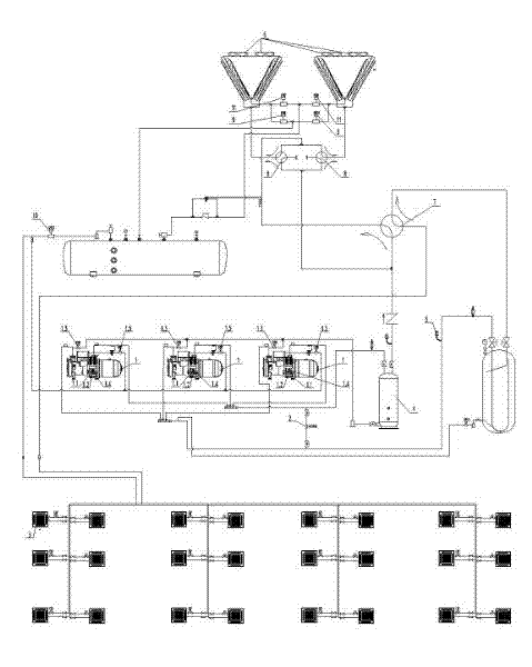 Control method for start-up heating mode of screw compression multi-connected central air conditioner
