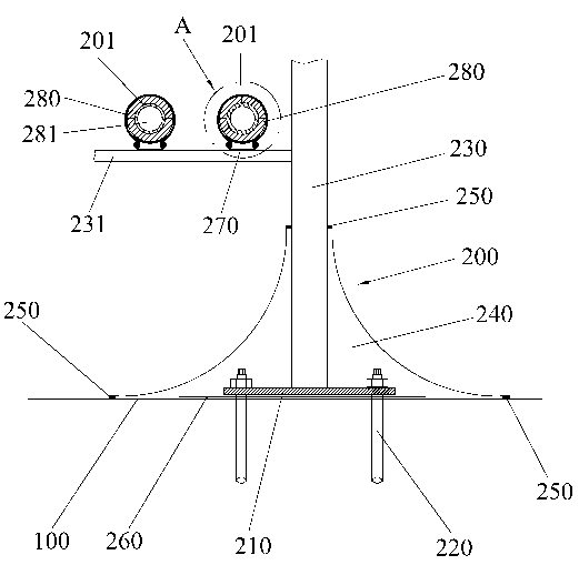 Pipeline supporting device and mounting method thereof