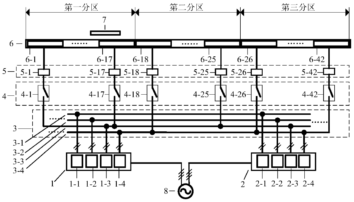 Moving type segmented power supply induction electric energy transmission system
